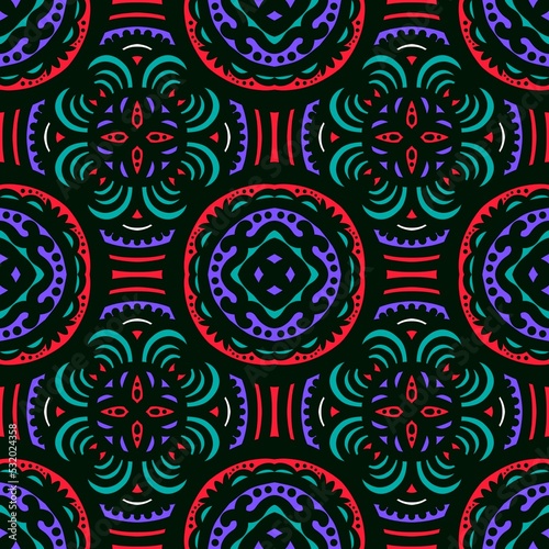 Seamless geometric folklore ornament  Tribal ethnic texture. Seamless striped pattern in Aztec style  Figure tribal embroidery  Scandinavian  Ikat pattern