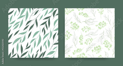 Hand Drawn Eucalyptus Pattern. Summer Botanic Print. Tropical Fabric Design. ...