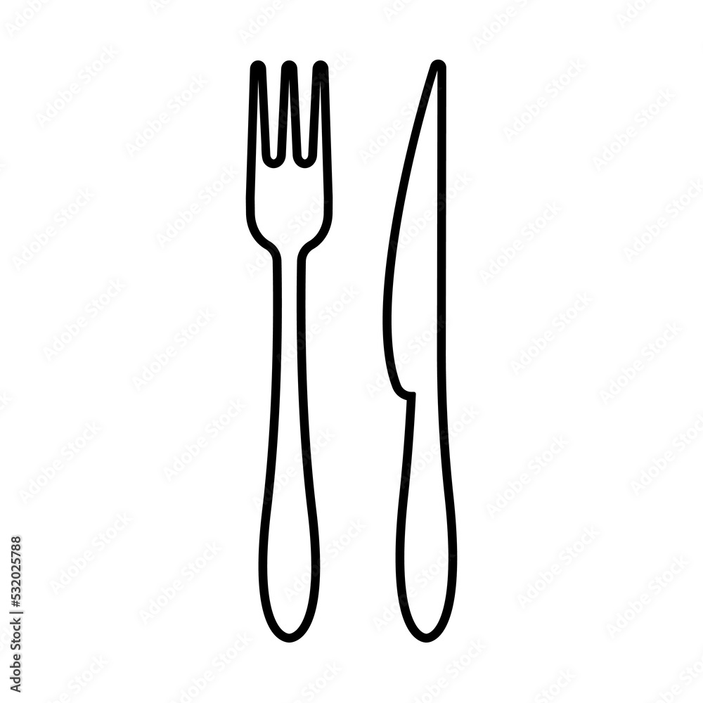 Fork and knife line icon. Traditional cutlery or kitchenware. Vector Illustration Fork and knife line icon. Traditional cutlery or kitchenware. Vector Illustration
