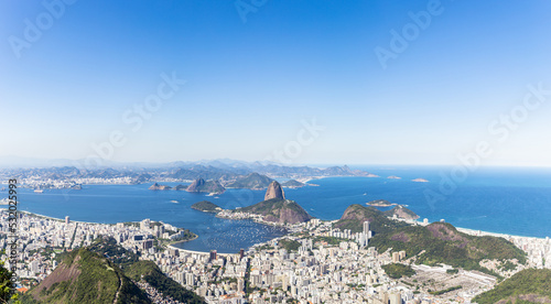 Panorama do Rio de Janeiro visto do Corcovado - Pão de Açúcar, Botafogo, Flamengo, Leme, Urca