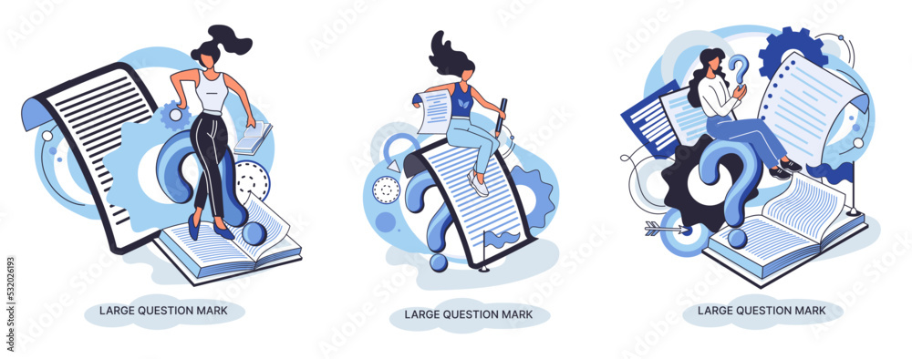 Fototapeta premium Ladge question mark metaphor. Problem and solution concept, question mark. Ask questions and receive answers. Online support center. Solving complex issues, why sign forum. FAQ frequently asked help