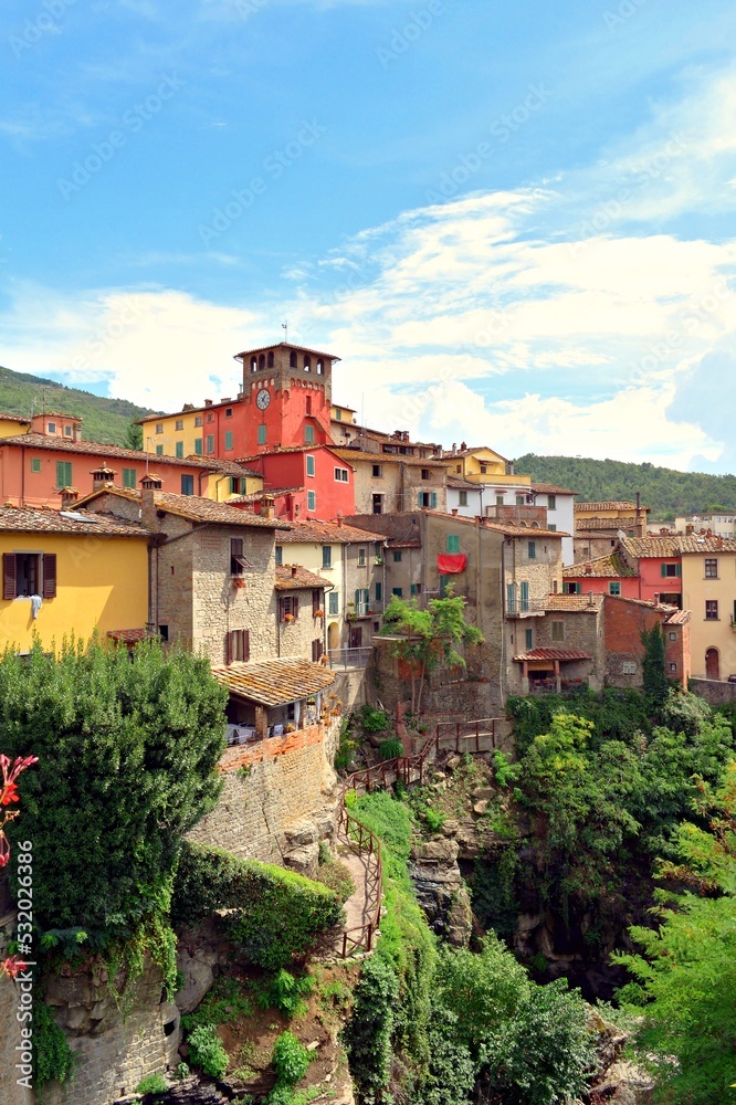 landscape of Loro Ciuffenna, ancient village located in Valdarno, Arezzo in Tuscany Italy