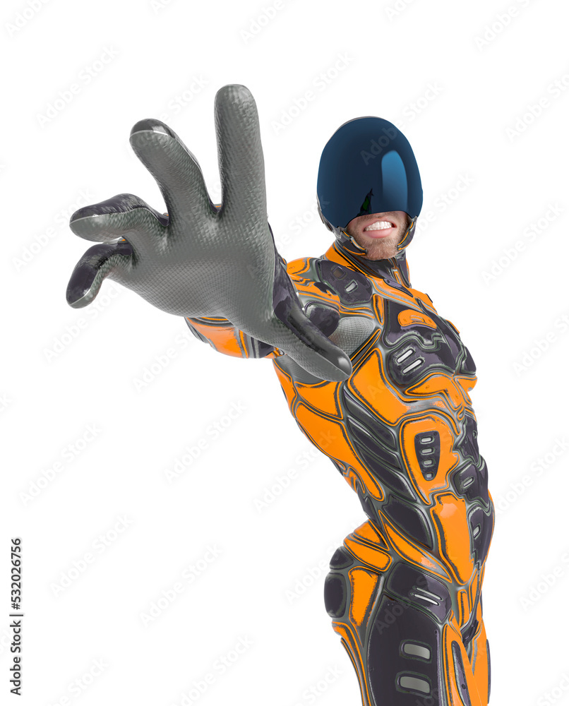 mega soldier is trying to grab something close up view mega soldier is trying to grab something close up view