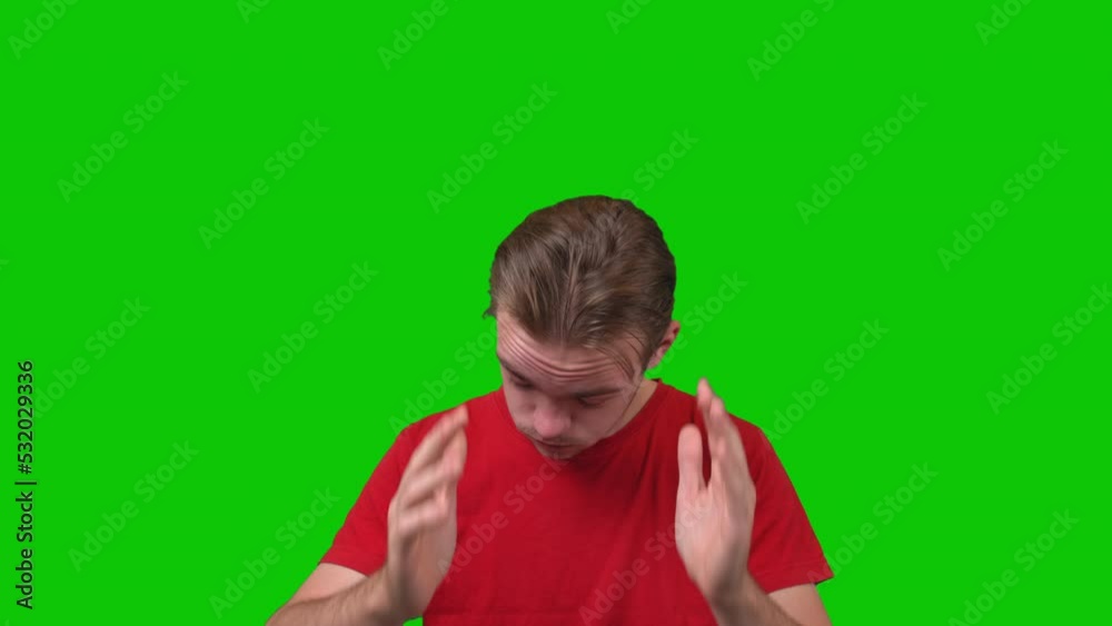 Handsome Man Shows Brain Explosion In Head Green Screen Concept vÃdeo ...