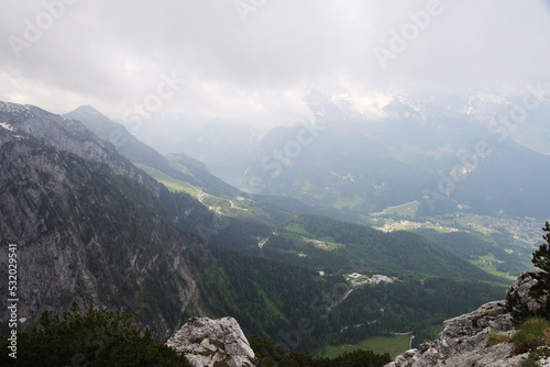 Panorama opening from Kehlstain mountain, the Bavarian Alps, Germany 