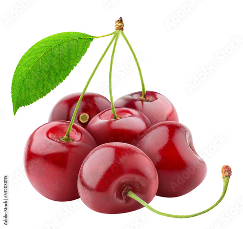 Pile of sweet cherries cut out photo