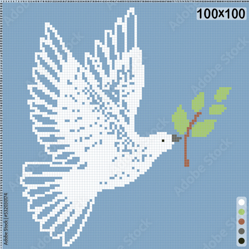 Pattern for cross stitch or knitting - white dove of peace vector image