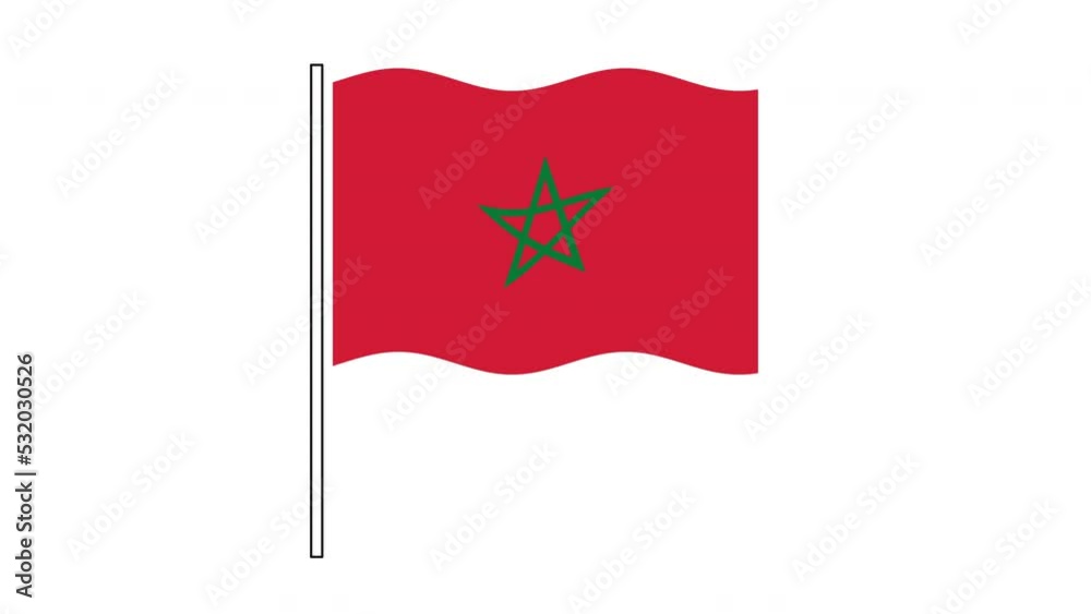 Morocco flag seamless loop animation. Waving flag on white background. Morocco flag seamless loop animation. Waving flag on white background.
