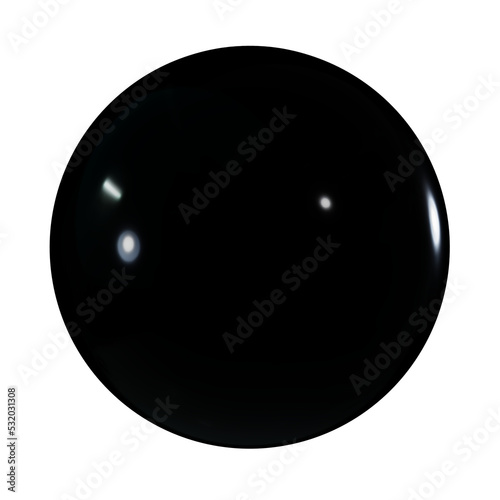 3d black sphere glossy material png element.