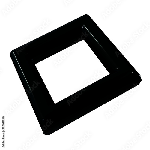 3d black square torus glossy material png element.