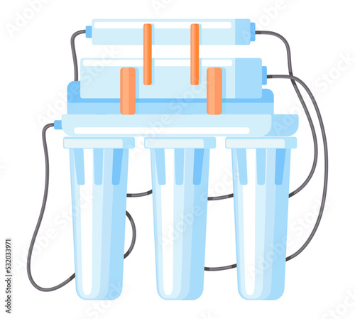 Water kitchen filter. Equipment for water purification from harmful impurities, reverse osmosis water filters set. Natural fresh water purity. Mineral filtration or cleaning systems collection