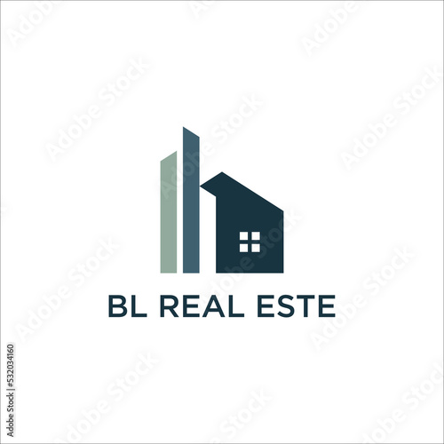 Initials b and building house logo vector
