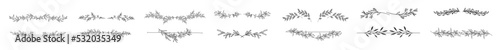 Hand drawn vector dividers. Lines, borders and laurels set.