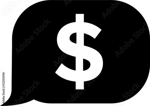 dollar symbol cutout into a speech bubble icon