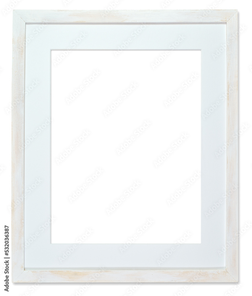 White Wood Frame and Matte with Copy Space