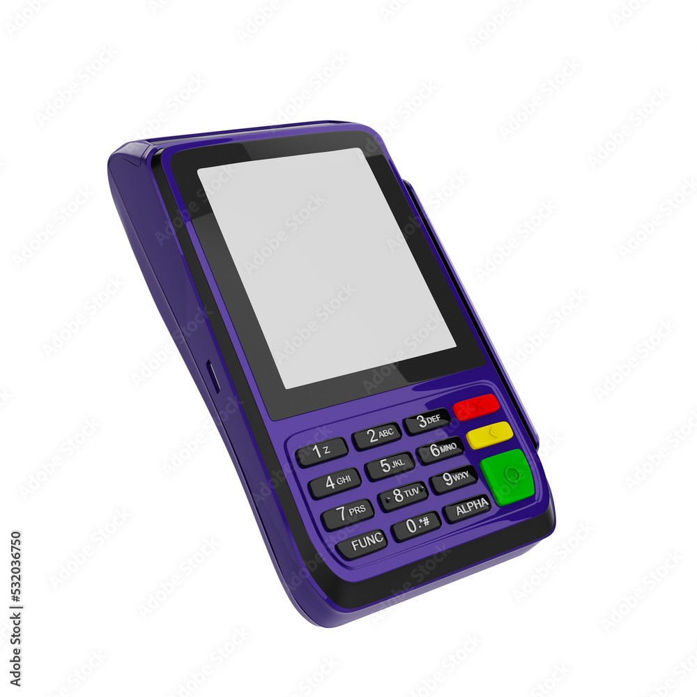 Payment terminal with credit card 3d Payment terminal with credit card 3d