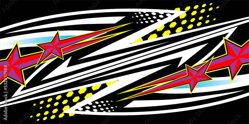 racing background vector design with stripes and stars pattern in nice color on black background