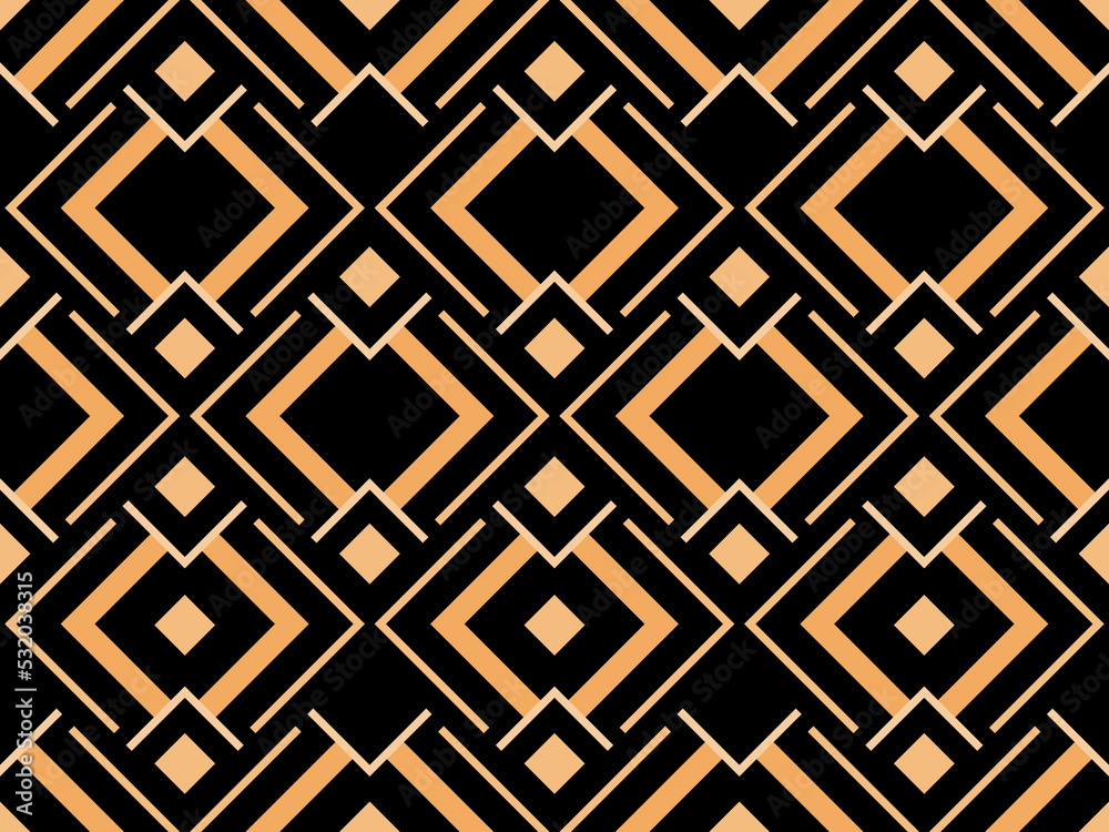 Geometric seamless pattern in art deco style. Golden lines pattern, vintage linear style. Design a template for wallpapers, banners, posters and advertisement marketing. Vector illustration Geometric seamless pattern in art deco style. Golden lines pattern, vintage linear style. Design a template for wallpapers, banners, posters and advertisement marketing. Vector illustration