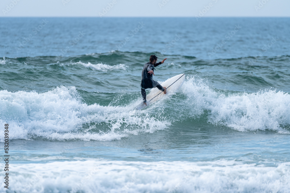 Surfer riding a wave