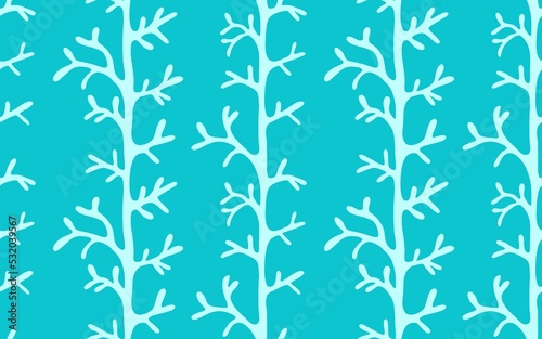 Flora abstract branches seamless leaves pattern for kitchen textiles and fabrics and linens and wrapping © Tetiana