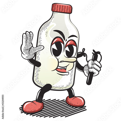 vector illustration of a cartoon character from a milk bottle practicing martial arts