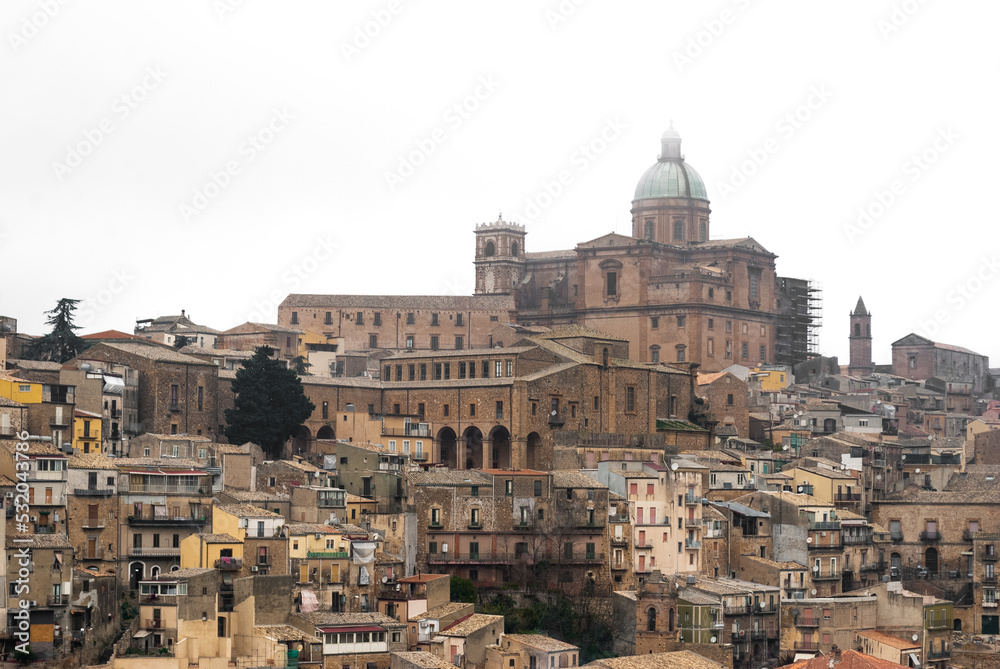 Panoramic view of Piazza Armerina, small town in inland Sicily with overcast sky