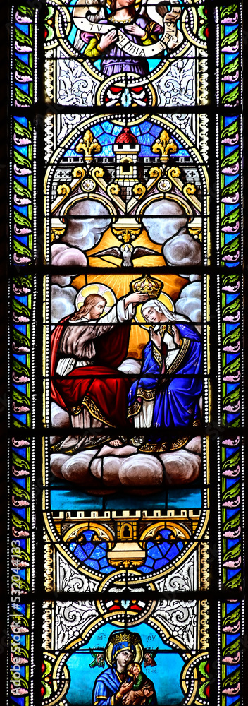 Coronation of Mary stain glass