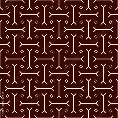 Tribal wallpaper. Seamless image. Ethnic ornament. Folk pattern. Geometric backdrop. Mosaics motif. Grid background. Digital paper. Textile print. Abstract web illustration. Vector work