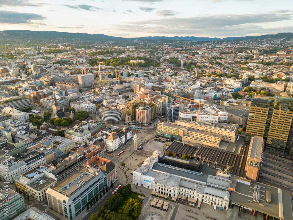 Aerial photo Downtown Oslo Norway