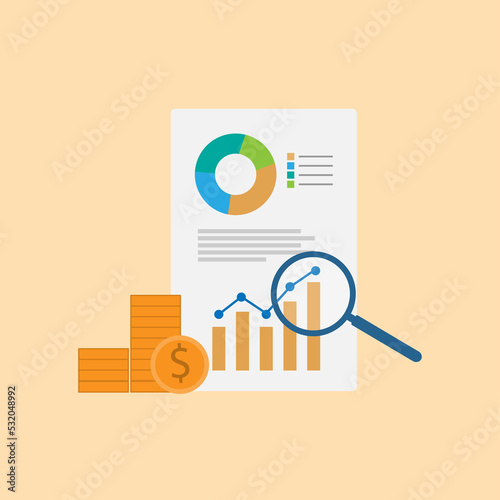 vector illustration flat design long term investment, growth profit, financial investment, money management, investment planning, data stock analysis, financial planning