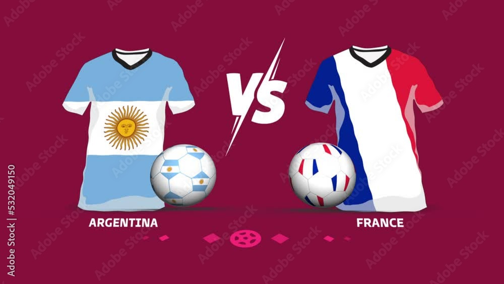 Argentina vs USA soccer ball match intro animation. Symbolic jersey and