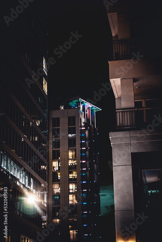 colorful building at night - Charlotte, NC