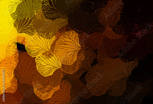 Dark Green  Yellow vector natural background with leaves.