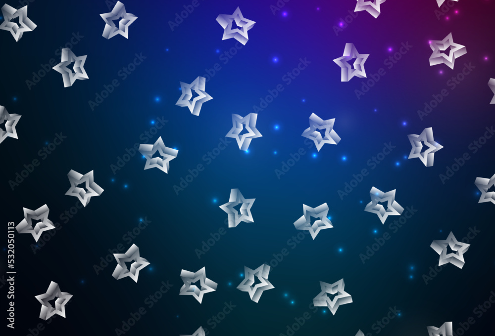 Dark Pink, Blue vector texture with beautiful stars.