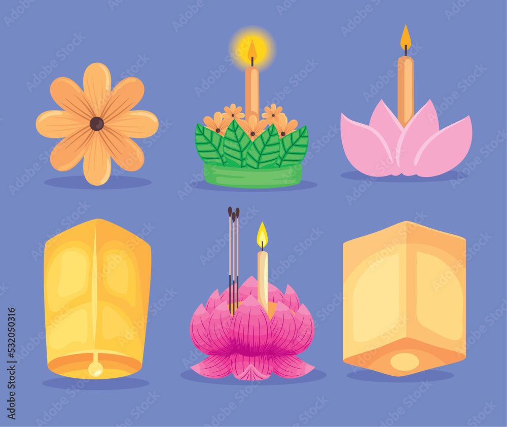 Fotografie six loy krathong icons