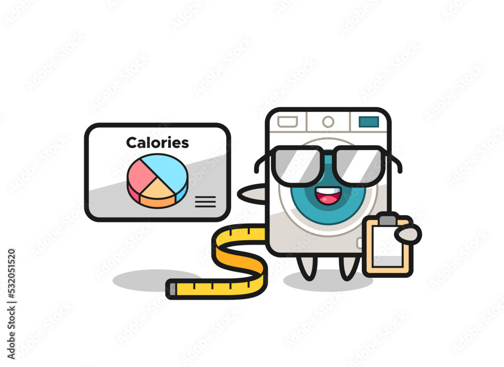 Illustration of washing machine mascot as a dietitian