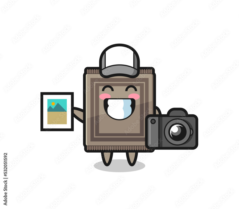 Character Illustration of carpet as a photographer Character Illustration of carpet as a photographer