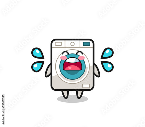 washing machine cartoon illustration with crying gesture