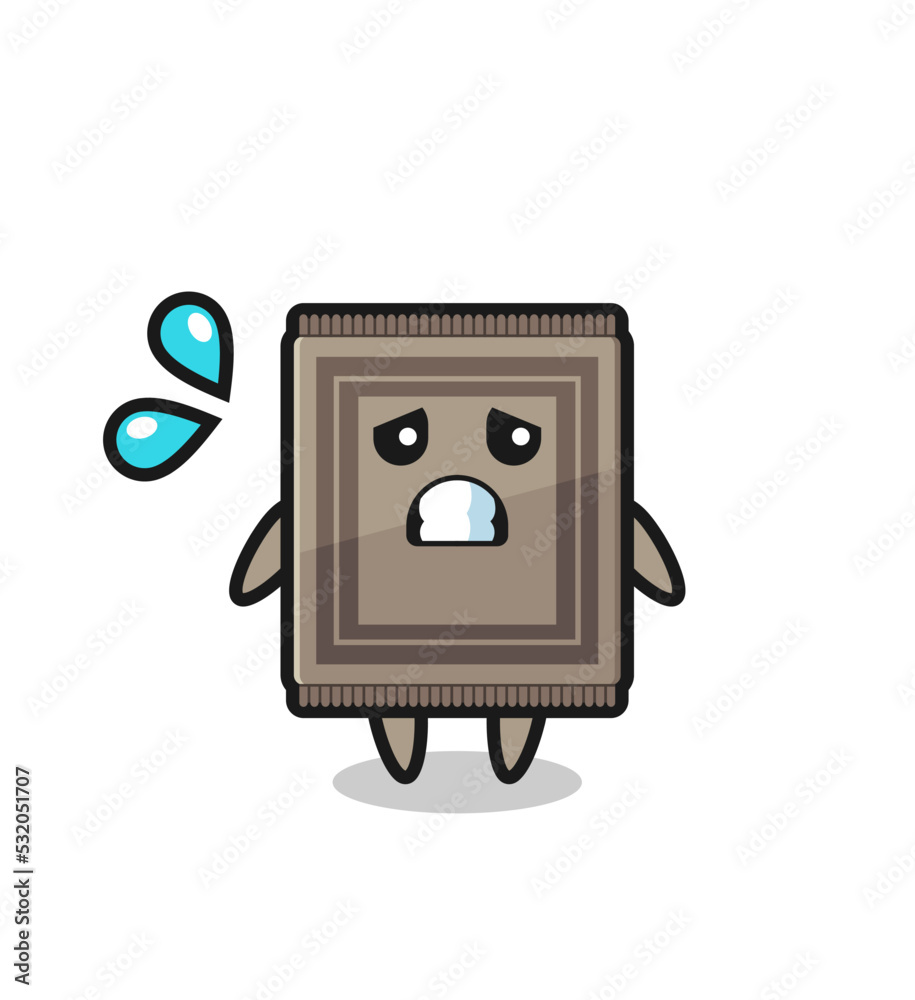 carpet mascot character with afraid gesture carpet mascot character with afraid gesture