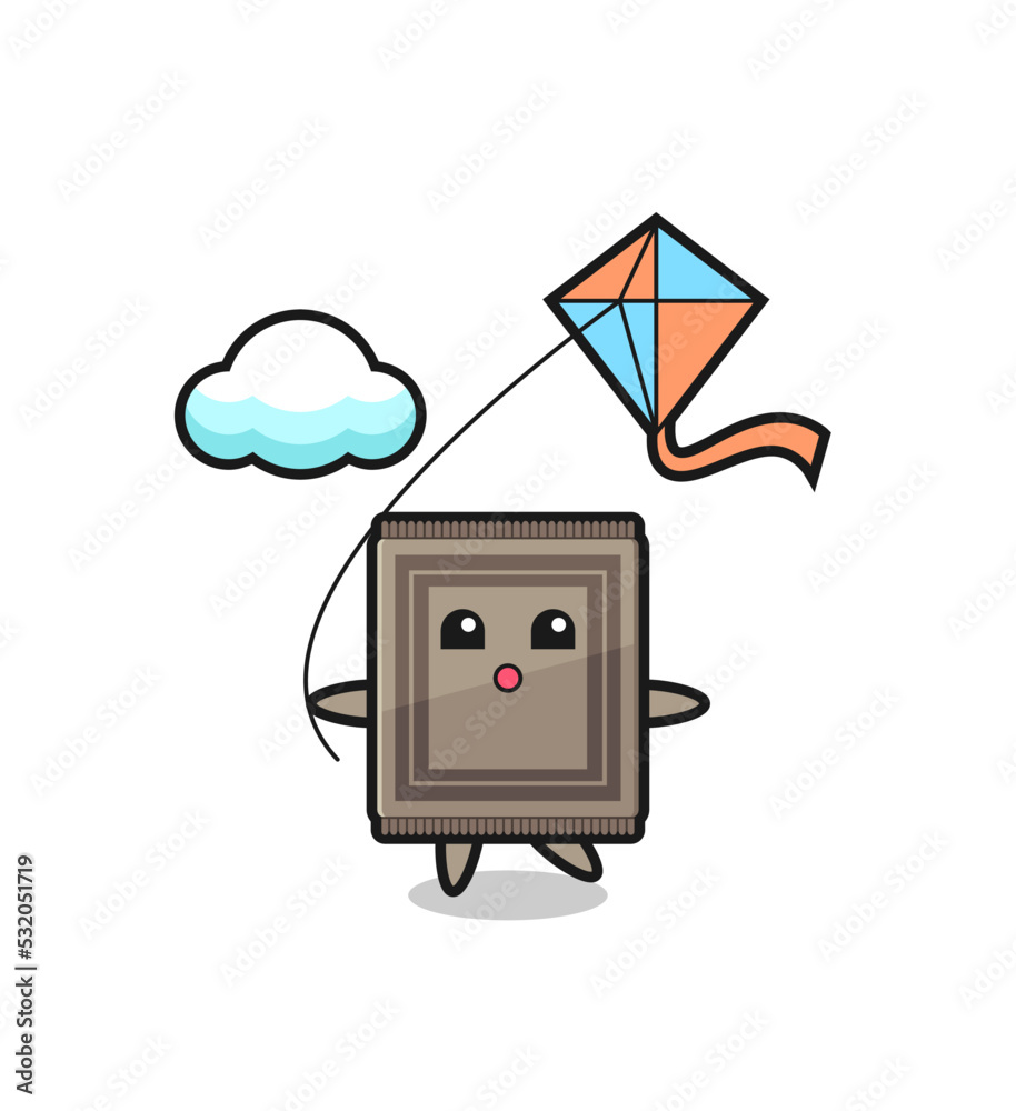 carpet mascot illustration is playing kite carpet mascot illustration is playing kite