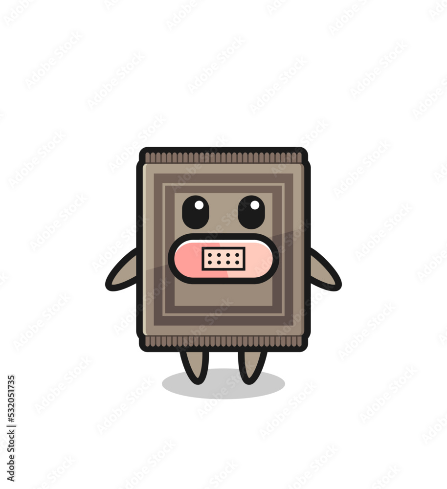 Cartoon Illustration of carpet with tape on mouth Cartoon Illustration of carpet with tape on mouth