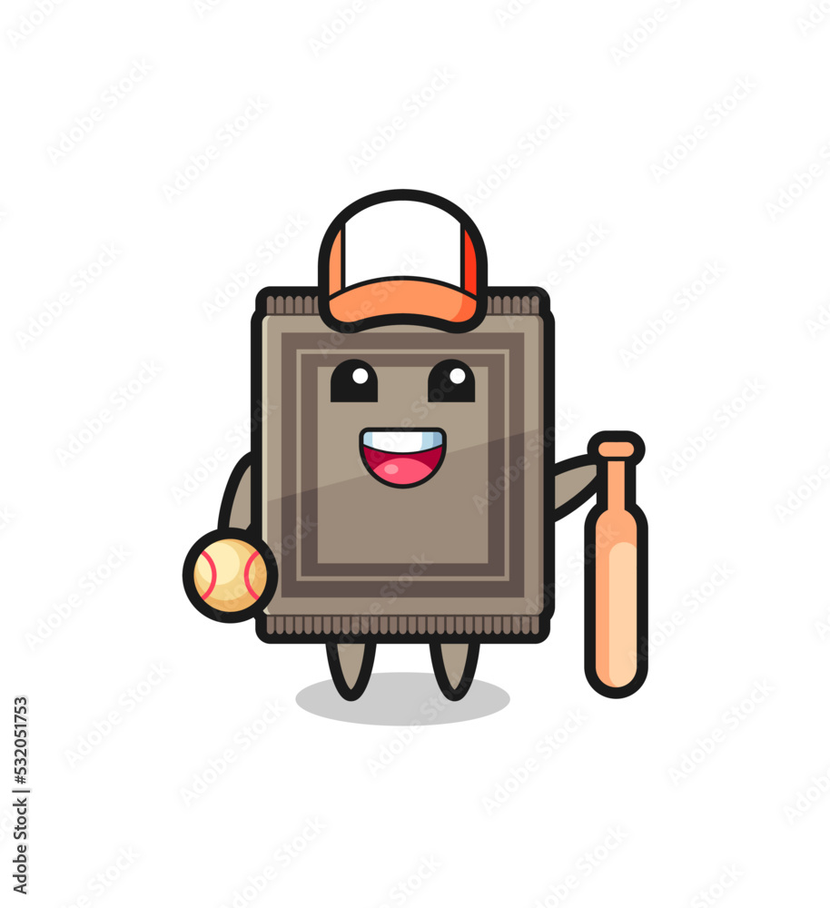 Cartoon character of carpet as a baseball player Cartoon character of carpet as a baseball player