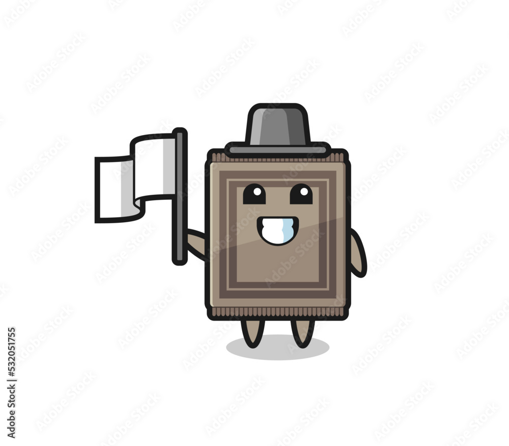 Cartoon character of carpet holding a flag Cartoon character of carpet holding a flag
