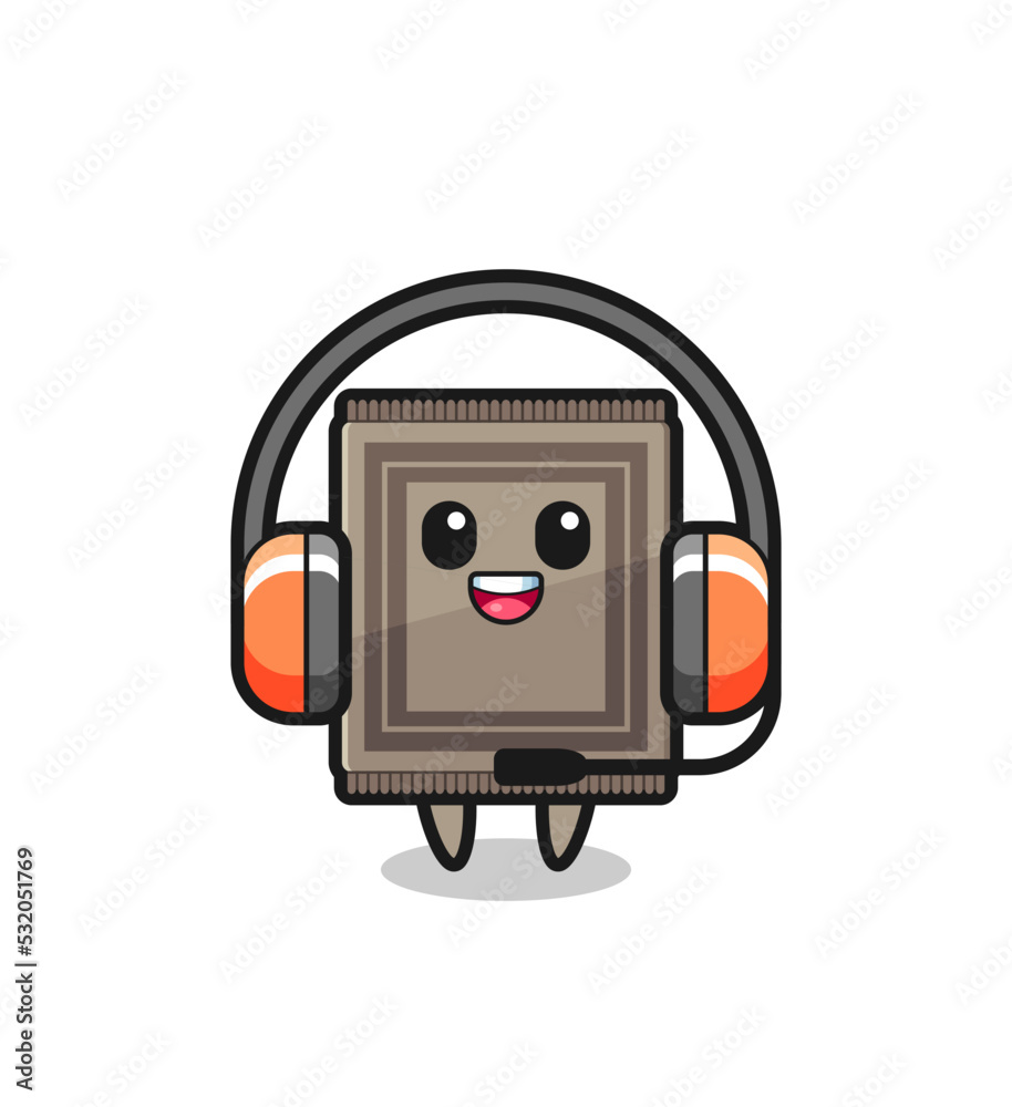 Cartoon mascot of carpet as a customer service Cartoon mascot of carpet as a customer service