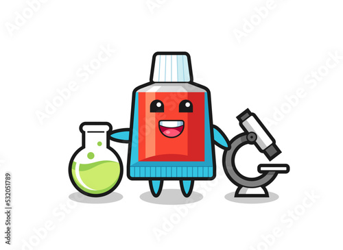 Mascot character of toothpaste as a scientist