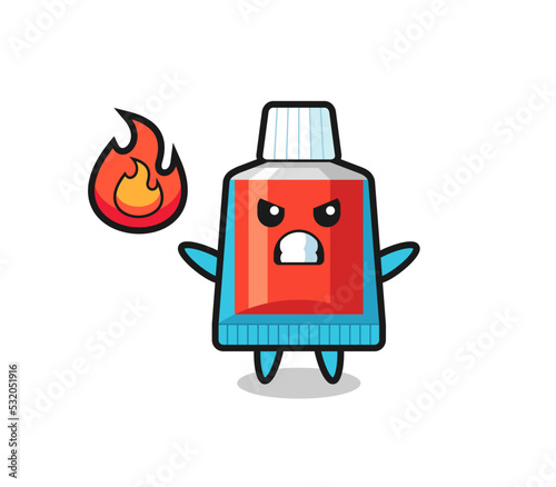 toothpaste character cartoon with angry gesture