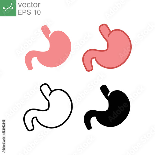 Human organ where food is digested. internal organ symbol in Digestive system anatomy. Inner Body part for medical infographic. Stomach icon. Vector illustration. Design on white background. EPS10