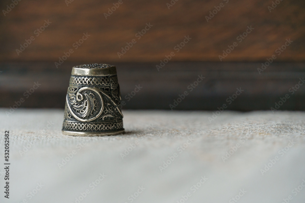 antique sewing thimble with art and ruby antique sewing thimble with art and ruby