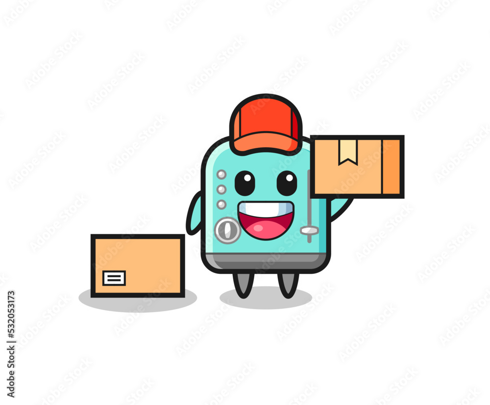 Mascot Illustration of toaster as a courier