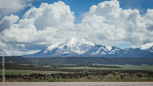 distant mountain with large clouds - Colorado